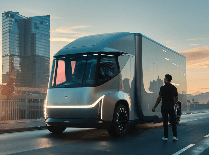 Man standing by a electric truck